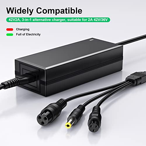 3 In 1 Replacement Charger For 2A 42V/36V 3 Claw (8Mm/12Mm) Female Port (5.5Mm*2.5Mm Universal 2.1Mm) For, Jetson, Razor, Swagtron, Bird, Gotrax, Segway #TOP2