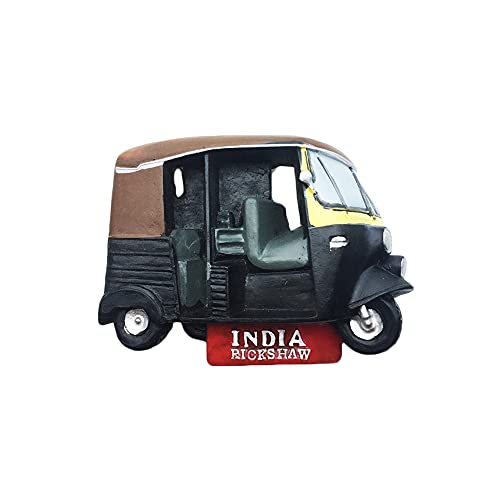 Imán decorativo redondo India 3D Tuktuk 5×7 cm miniatura 1