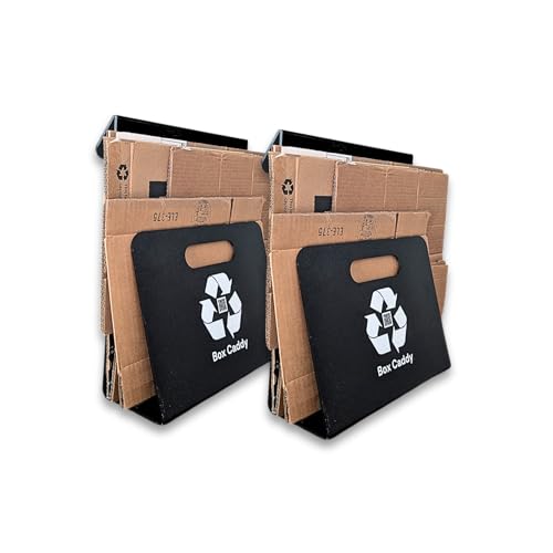 Image of Box Caddy Cardboard Recycling Organizer. Store & Carry boxes. (2-Pk Black) | Eliminates Cardboard Clutter. High Capacity, Durable, Indoor /Outdoor. Home and Business use.
