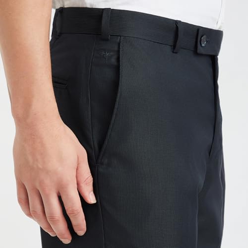 Image of Park Avenue Men's Mid Rise Regular Fit Stripe Pattern Poly Viscose Blend Flat Front Formal Trouser