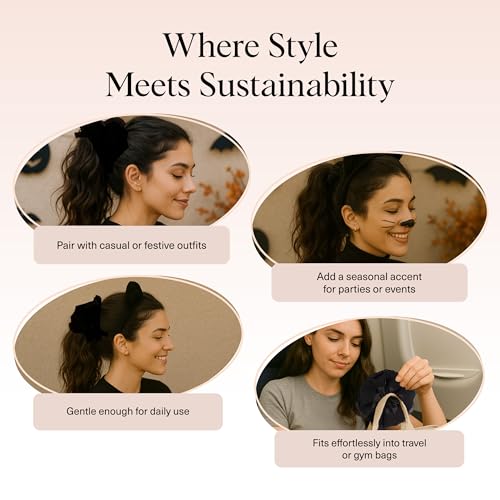 Image of Kitsch Pleated Scrunchie for Women - No Crease Hair Ties No Damage, Stylish and Comfortable Fabric Ponytail Holders for Everyday Hairstyles & Spooky Season Looks | Ideal Gifts for Women - 1pc