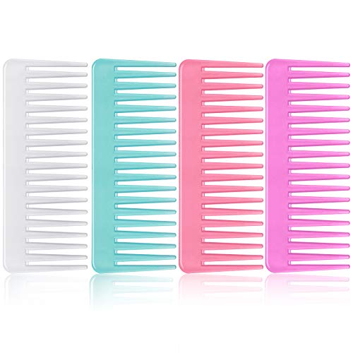 4 Pieces Wide Tooth Comb No Handle Detangler Comb Large Detangling Comb Curly Tooth Comb for Curly Hair Wet Dry Hair Styling Shampoo Comb, 4 Colors