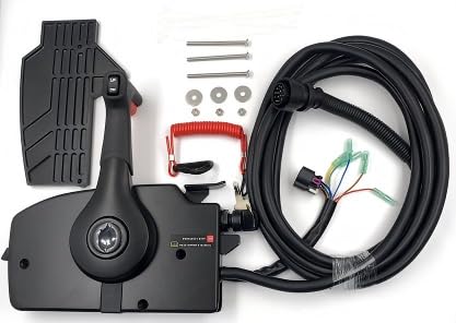14-Pin Side Mount Outboard Remote Control Box for Mercury 881170A13 Boat Throttle Control with Trim Tilt Switch Safety Lanyard & 16.6 ft Harness
