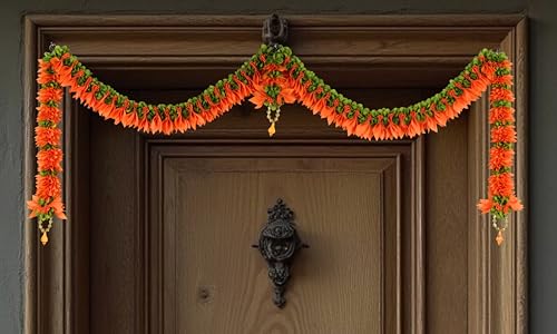 Image of Daedal Crafters Champa Door Set Toran for Main Door Entrance, Reusable Thoran for Mandir & Living Room Decor, Bandarwal for Festival Decoration, Flower Hanging for Home Decor (42x24 inch)