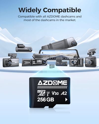 AZDOME Cartão micro SD de 256 GB cartão de memória microSDXC para AZDOME M550 GS63H Pro M63 M300 M30