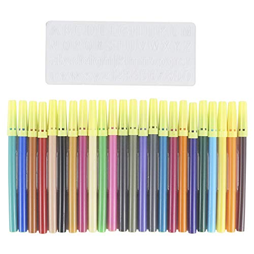 Image of Cello Whitemate Vivid Whiteboard Marker (4 Vivid Ink Colors - Orange, Magenta, Violet, Lime) | Stati & Camlin Sketch Pens With Free Stencil - 24 Shades (Multicolor)