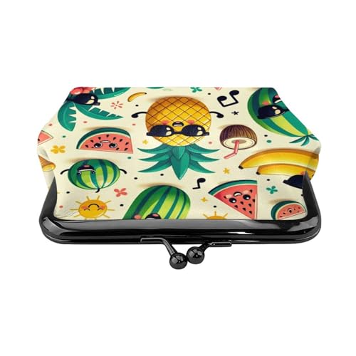 Pu Leather Buckle Coin Purse Tropical-Fruit-Party Girls Kiss-Lock Change Purse Wallets2