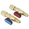 WPKD BLUEIY 2Pcs Air Conditioning Refrigerant Charging Valve Adapter,Refrigerant Charging Valve,1/4‘ Male to 1/4‘ Female,Brass ABS Fluorine Filling Control Valve for R22 R410A #5