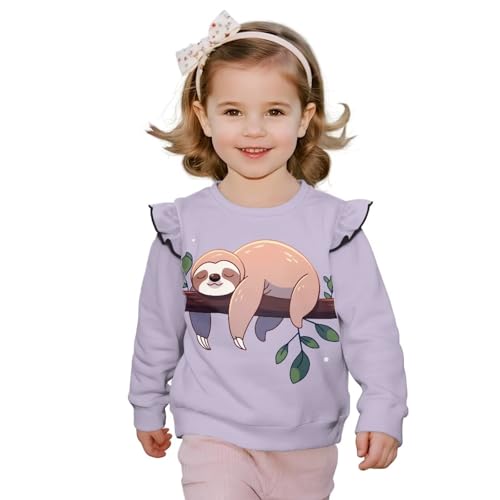 Xhuibop Toddler Fall Sweatshirt Ruffle Sleeve Design Graphic Tees Toddler Girl Long Sleeve Shirts Age 1-8Y