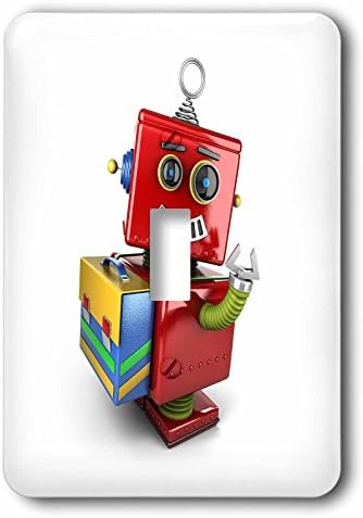 3dRose lsp_165724_1 Cute Vintage Toy Robot With School Satchel Toggle Switch image 2