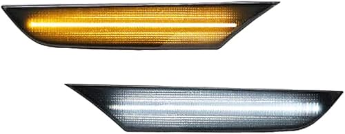 Luz LED de marcador lateral para guardabarros delantero, luz de señal de giro ámbar dinámica secuencial, lente ahumada/transparente compatible con