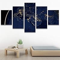 SIGNWIN 5 Panel Canvas Wall Art Modern Art Astronomy & Space Contemporary Cosmic Dramatic Mixed Media Multicolor for Home Decorations Ready to Hang - 60