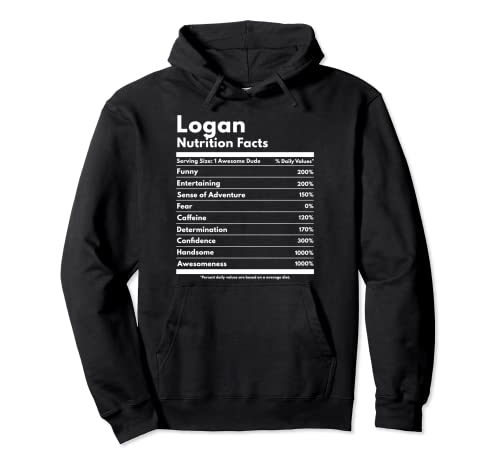 Logan Gift Información nutricional Divertido Nombre personalizado Logan Sudadera con Capucha