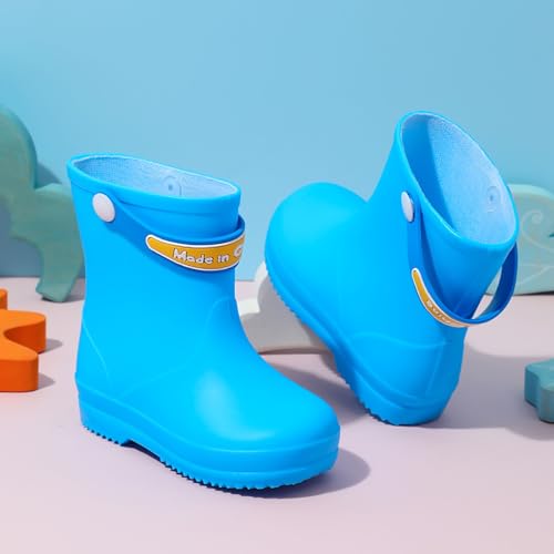IWIHMIV Toddler Rain Boots Non Slip Rubber Water Shoes for Girls and Boys Lightweight Rainboots with Easy-On Handles3