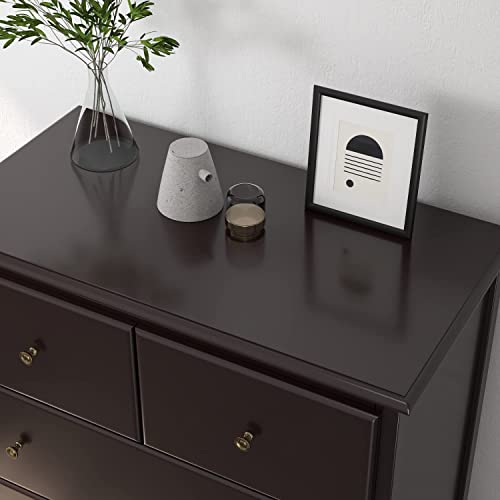 Housuit Dresser With 5 Drawers, Retro Dressers For Bedroom, Wide Chest Of Drawers Clothes Organizer, Wooden Nightstand For Living Room, Closet, Hallway, Dark Brown #TOP6