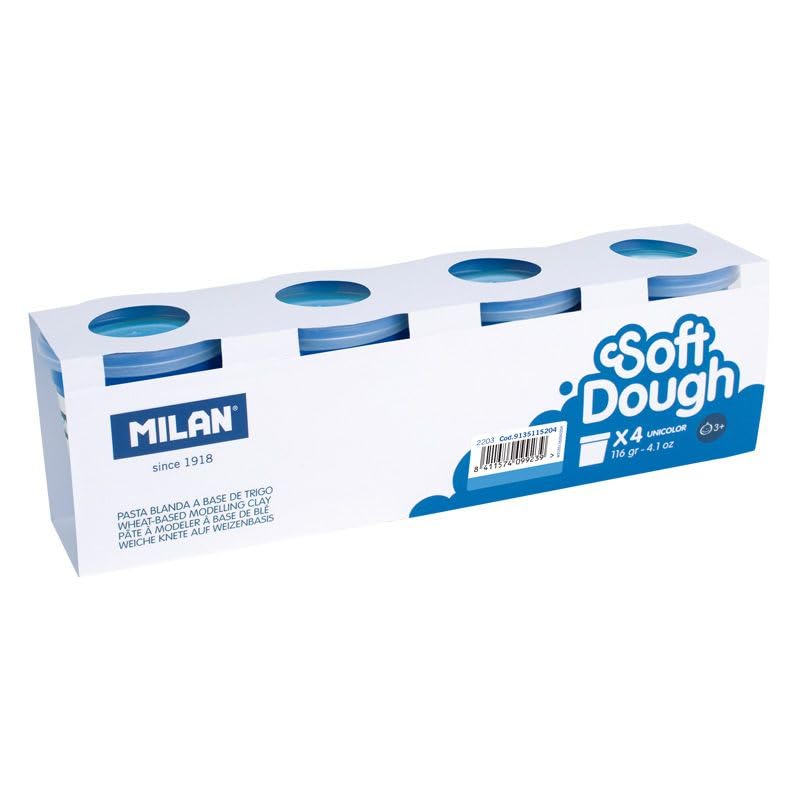 Caja 4 botes 116 g pasta blanda Soft Dough, azul