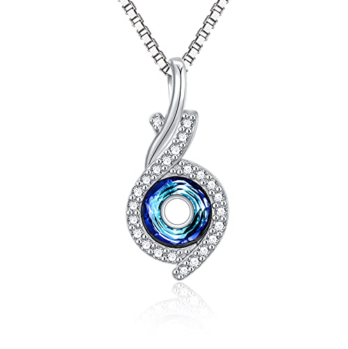 TOUPOP Sterling Silver Infinite Eye Round Blue Crystal Necklace to Women Wife Friends Teen Girls for Birthday Christmas