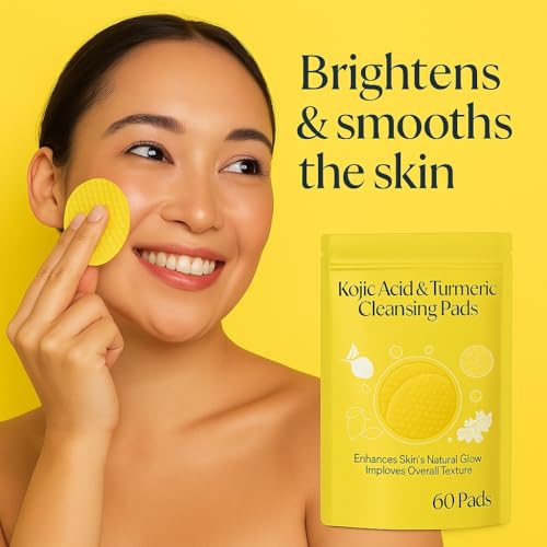 Image of Barebeauty Kojic Acid & Turmeric Cleansing Pads for Face | Brightening Exfoliating Pad for Dark Spots, Glowing Skin & Texture Improvement | Daily Facial Wipes for All Skin Types (60 Pads)