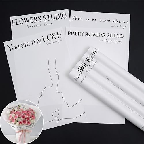 NatureMan 40 Sheet White Minimalist Floral Wrapping Paper,Florist Bouquet Supplies,Waterproof Flower Wrapping Paper17.3 * 11.2 in