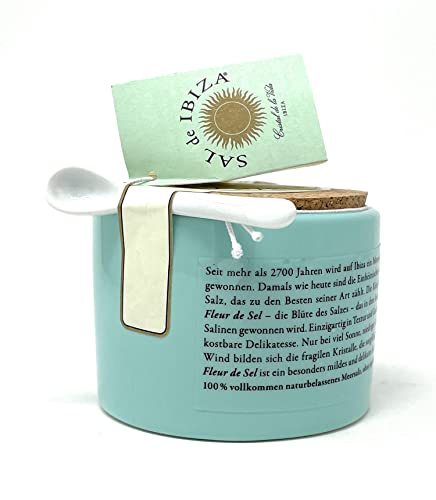 Sal de Ibiza Fleur de Sel en Frasco Cerámico con Cuchara miniatura 2