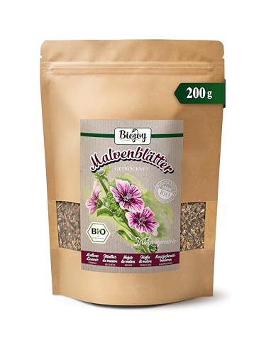 Biojoy Hojas de Malva Orgánicas (200 g), ideales para la preparación de té o infusión (Malva sylvestris)