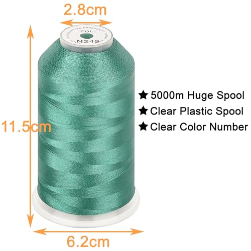 Image of New brothread - Single Huge Spool 5000M Each Polyester Embroidery Machine Thread 40WT for Commercial and Domestic Machines - Aquamarine (Janome Color)