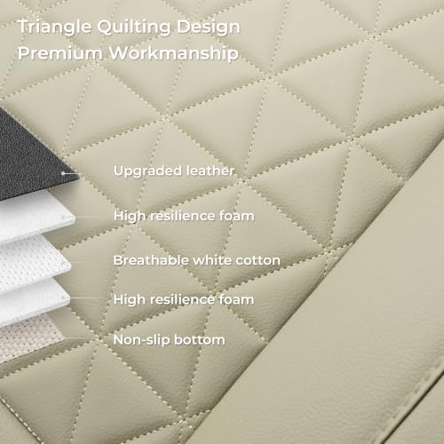 Image of Black Panther Front Car Seat Covers Luxury Faux Leather Bottom Seat Covers, Anti-Slip and Wrap Around The Bottom, Fit 95% of Vehicles - 2 Packs, Stone Beige