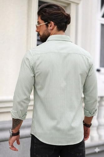 Image of Striped Casual Regular Fit Shirt for Men| Men Full Sleeve Shirt