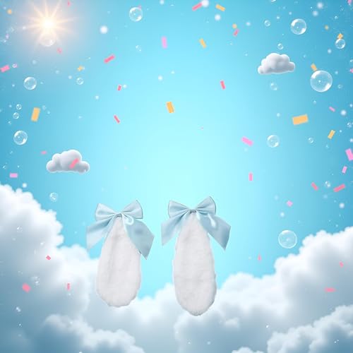 1 Par de Pinzas para el Cabello con Orejas de Conejo Azules de Peluche para Niñas miniatura 4