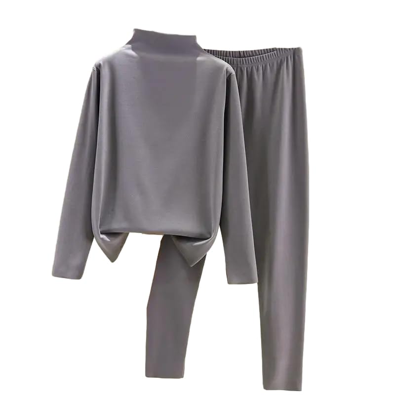 OFFSUM Ropa Interior Térmica Mujer - Traje De Lencería De Invierno para Mujer, Tops Ajustados De Terciopelo + Pantalones Largos, Ropa De Pijama Informal Simple Y Cálida De 2 Piezas