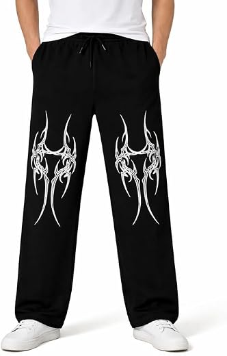 SYFKO Men's Cotton Baggy Track Pants for Men | Oversized Fit Streetwear &amp; Gym Wear Trackpants | Solid Print Straight Botto...