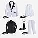 Boys Suit Toddler Tuxedo Slim Fit Set White Communion Suits for Boy Formal Dress Clothes Kids Wedding Outfit with Black Shirt Tie Size 8