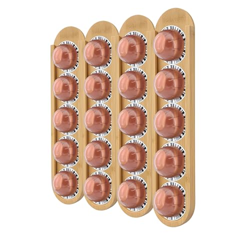 VOMELON Bamboo 20-Capsule Adhesive Wall Mount Organizer