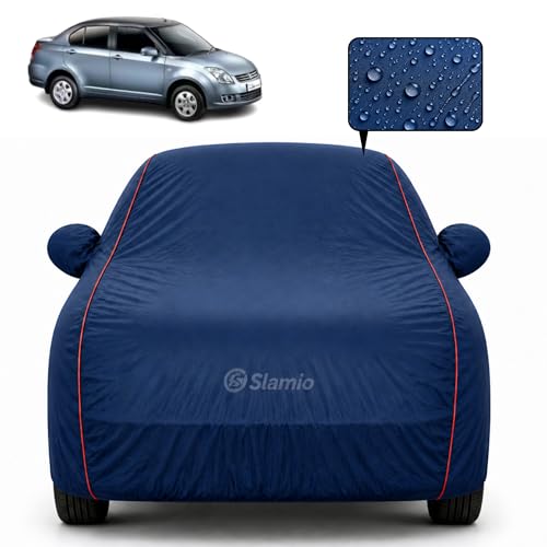 Image of Car Cover for Maruti Suzuki Dzire 2008-2011 | 100% Waterproof Heavy-Duty 3-Layer Car Body Cover | All-Weather Rain,UV, Sun & Dust Protection | Custom Fit | Mirror & Antenna Pockets | Navy Blue