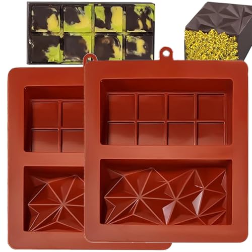 DONGATATA 2PCS Deep Chocolate Mould - Silicone Moulds for Chocolate, Deep Chocolate Bar Moulds, Thick Chocolate Bar Mould Candy Moulds, Silicone Moulds for Deep Chocolate 3D Printing of Dinosaurs