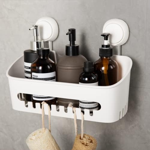 TAILI Shower Caddy Spice rack bathroom organizer Storage Basket DIY Drill-Free Removable Vacuum Suction Cup Wall Shelf for Shampoo & Toiletries Kitchen Bathroom Bedroom Organizer