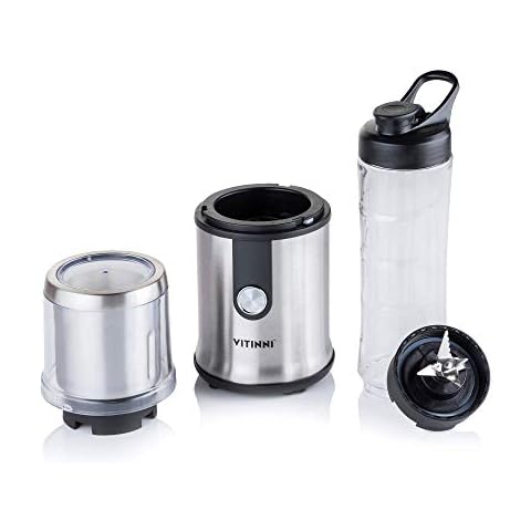 Vitinni Mini Blender | 600ml Sports Bottle | Grinder Attachment | Smoothies, Ice Crushing, Milkshakes, Coffee Grinding Cover