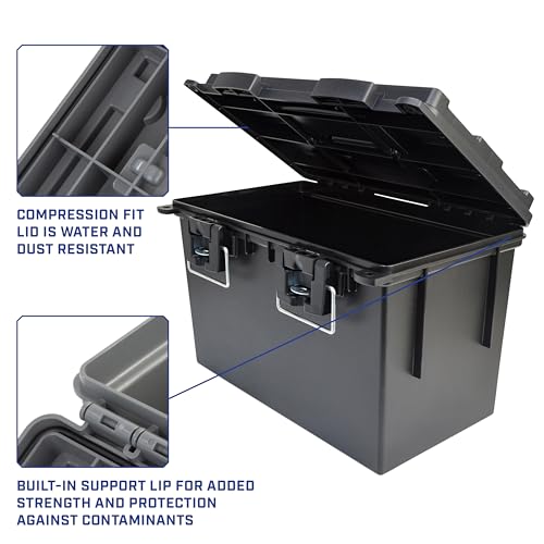 Image of Sheffield XL Ammo Box Made in USA, Stackable Lockable Ammo Storage Box | 2 Pack Lockable Storage Box, Water and Dust Resistant Dry Box, Secures Hunting Gear, Gun Accessories, Supplies, and Bullets
