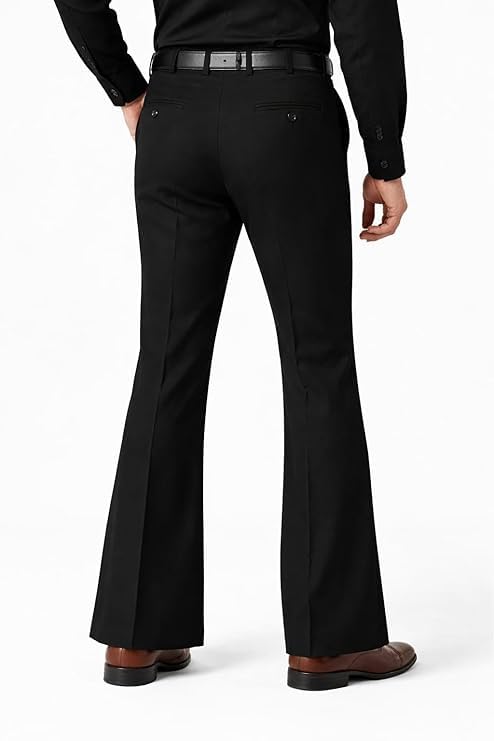 Image of Men's Classic Bell Bottom Office Wear Pants | Professional Formal Trousers | Comfortable Fit for Work and Office Use (in, Numeric, 32, Regular, Black)