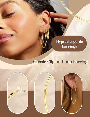 Boucles d'oreilles créoles pour femme sans perçage oreilles non percées lot de 10 paires acier