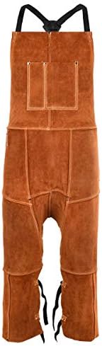 QeeLink Leather Welding Apron Split Leg, Protective Chaps for Men