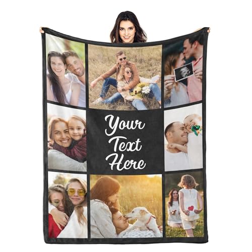 Gudina Custom Blanket with Photos Text Personalized Blanket Thows...