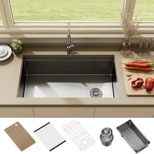 Muiceon 33�C���` �u���b�N �X�e�����X�X�`�[�� �A���_�[�}�E���g �V���O���{�E���V���N 33x19x9�C���` �f�B�[�v�V���N 16�Q�[�W ���[�N�X�e�[�V���� �L�b�`���V���N ���_���ȃA���_�[�}�E���g�L�b�`���V���N ���b�W�ƃA�N�Z�T���[�t��