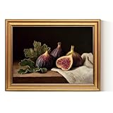 ARPEOTCY Gold Framed Canvas Wall Art, 12x16 Vintage Fig Still Life Painting, Antique Fruit Artwork for Kitchen...