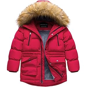 CREATMO US Boy’s Winter Parka Water Resistant Hooded Puffer Fleece Lined Jackets Coats