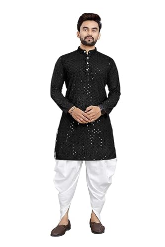 GJ Styles Tradition Men's Kurta Dhoti Set for Classic Style (White Dhoti)