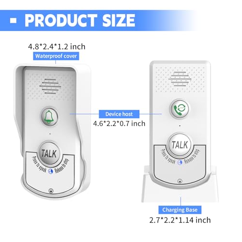Doorbell Intercoms System for Home, 2 Way Room to Room Door Intercom Wireless with Long-Lasting Rechargeable System, Communication Devices for House Office Classroom with FCC/CE Certified