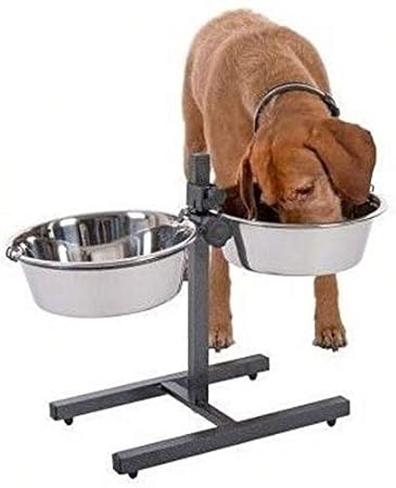 Pet Believe Stainless Steel Height Adjustable Double Dog Bowls with Stand.