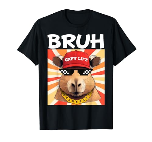 Vintage Retro Capybara Bruh Plush Pets Funny Largest Rodent Maglietta