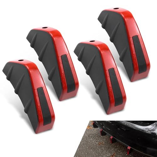 Dogary 4 PCS Car Lower Bumper Lip Diffuser, Anti-scratch Triangular-shape Bumper Lip Splitter with Screw, Exterior Rear Canards Fins Spoiler Canards Kit, Universal for Most Cars (Red)